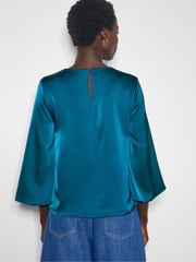 Monsoon Blue Ingrid Bell Sleeve Satin Top - Image 3 of 5