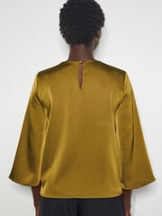 Monsoon Green Ingrid Bell Sleeve Satin Top - Image 3 of 4