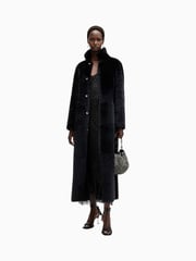AllSaints Black Serra Maxi Shearling 100% Cotton Coats - Image 3 of 10