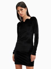 AllSaints Black Regina Velvet Dress - Image 1 of 8