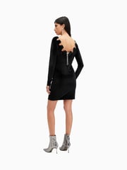 AllSaints Black Regina Velvet Dress - Image 7 of 8