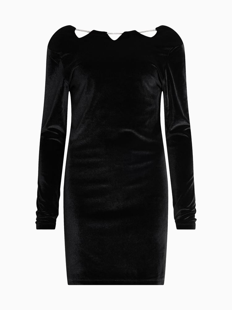 AllSaints Black Regina Velvet Dress - Image 8 of 8