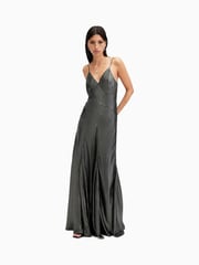 AllSaints Grey Lili Maxi Dress - Image 3 of 5