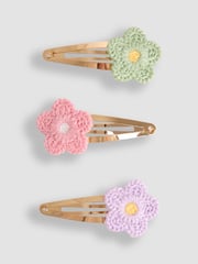 JoJo Maman Bébé Pastel 3-Pack Crochet Flower Clips - Image 1 of 3