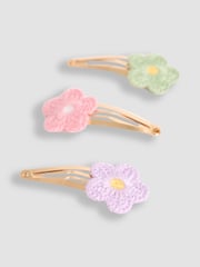 JoJo Maman Bébé Pastel 3-Pack Crochet Flower Clips - Image 2 of 3