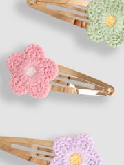 JoJo Maman Bébé Pastel 3-Pack Crochet Flower Clips - Image 3 of 3