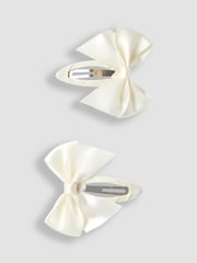 JoJo Maman Bébé Cream Bow Hair Clips 2 Pack - Image 1 of 3