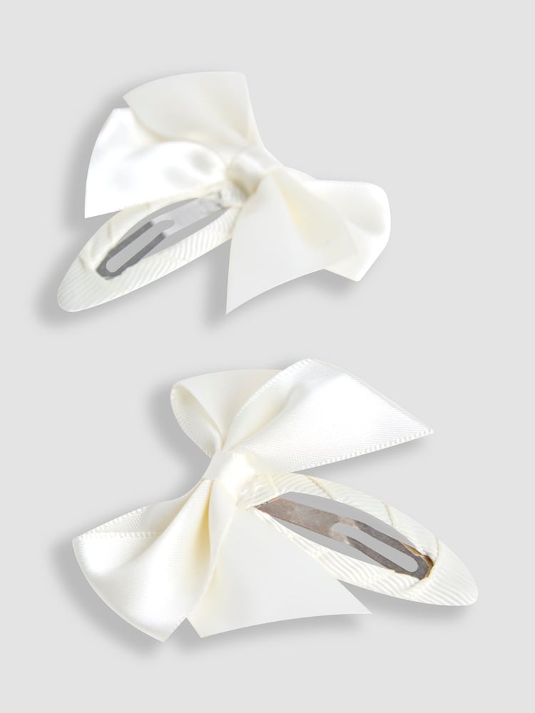 JoJo Maman Bébé Cream Bow Hair Clips 2 Pack - Image 3 of 3
