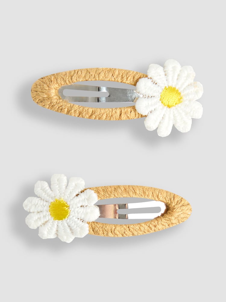 JoJo Maman Bébé White Crochet Clips 2 Pack - Image 1 of 3