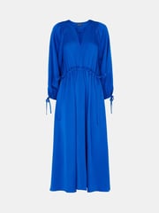 Whistles Blue Petite Molly Satin Ruched Dress - Image 5 of 5