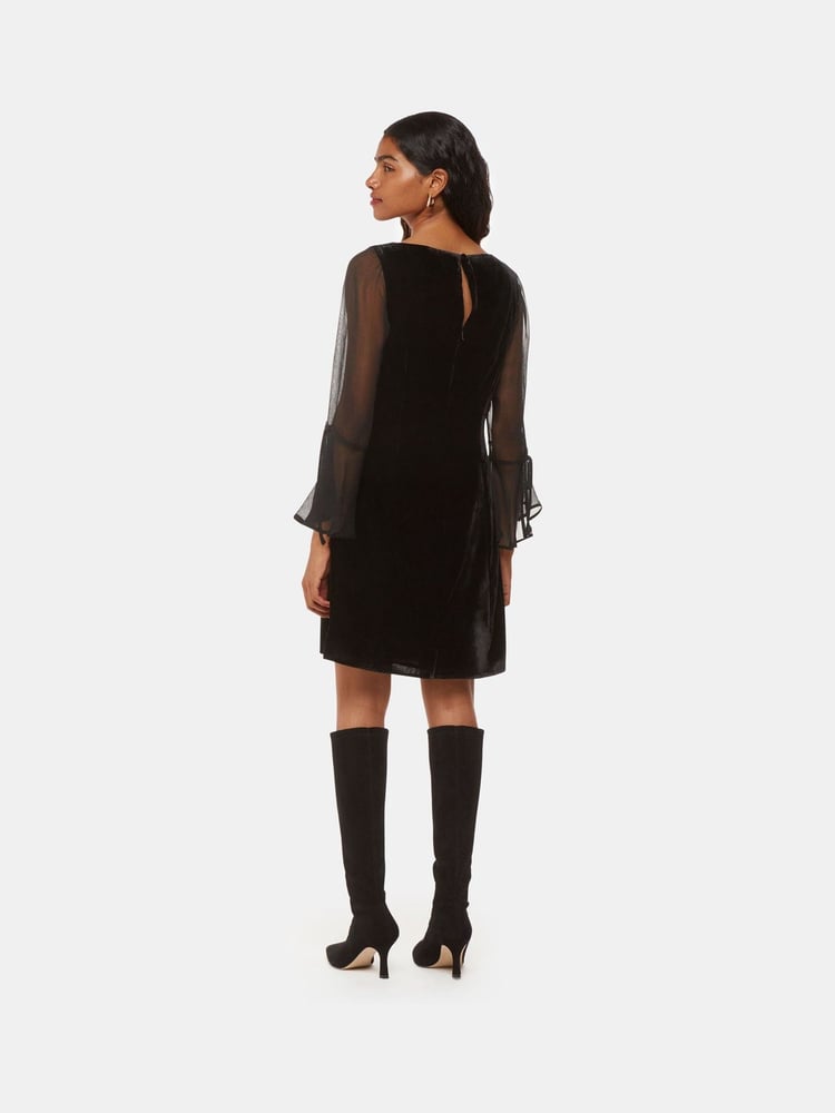 Whistles Black Petite Myla Velvet Mini Dress - Image 2 of 5