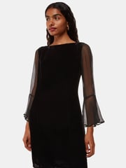 Whistles Black Petite Myla Velvet Mini Dress - Image 3 of 5
