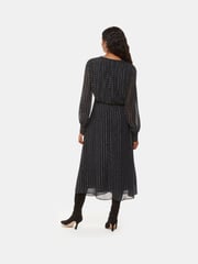 Whistles Black Petite Metallic Stripe Midi Dress - Image 2 of 5