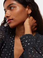Whistles Black Petite Metallic Stripe Midi Dress - Image 4 of 5