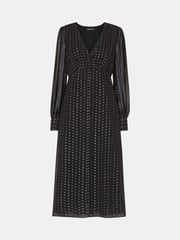 Whistles Black Petite Metallic Stripe Midi Dress - Image 5 of 5