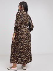 Simply Be Brown Leopard Print Midi Shirt Dress - Image 2 of 4