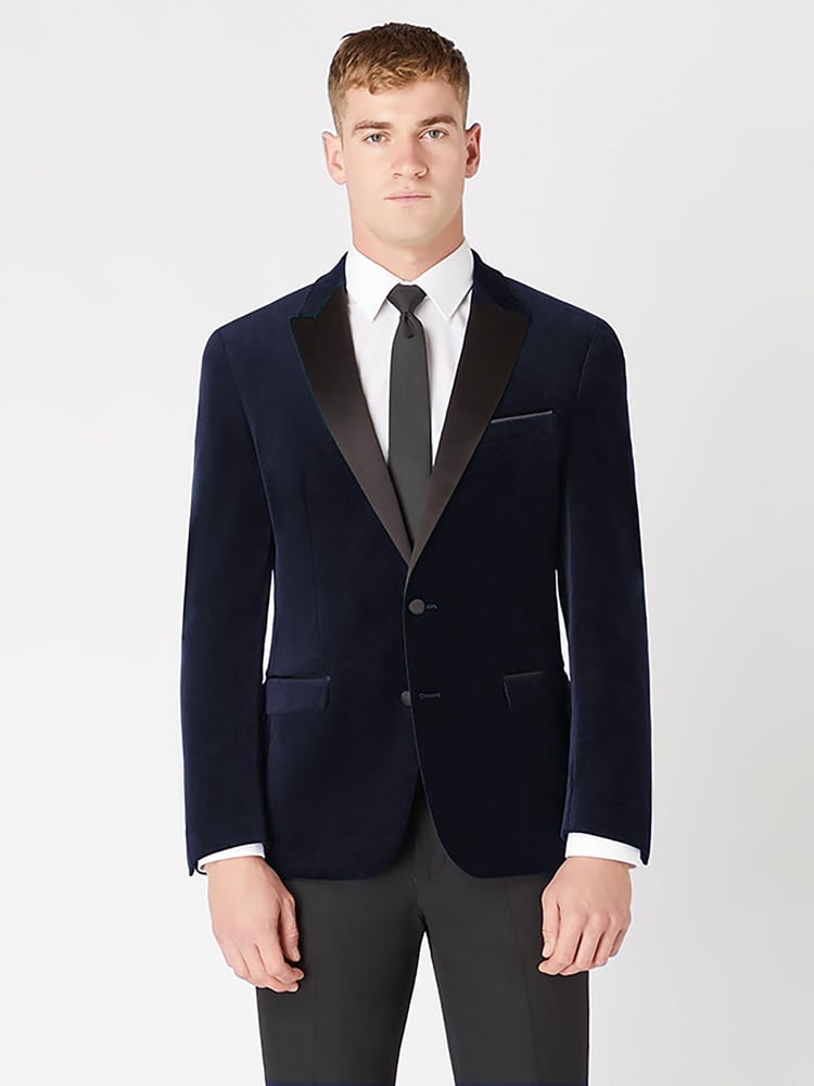 Remus Uomo Blue Slim Fit Velvet Jacket - Image 1 of 6