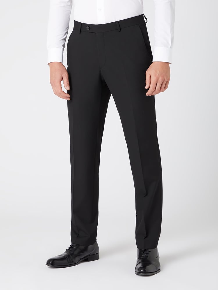 Remus Uomo Black Tapered Leg Stretch Formal Trousers - Image 1 of 7