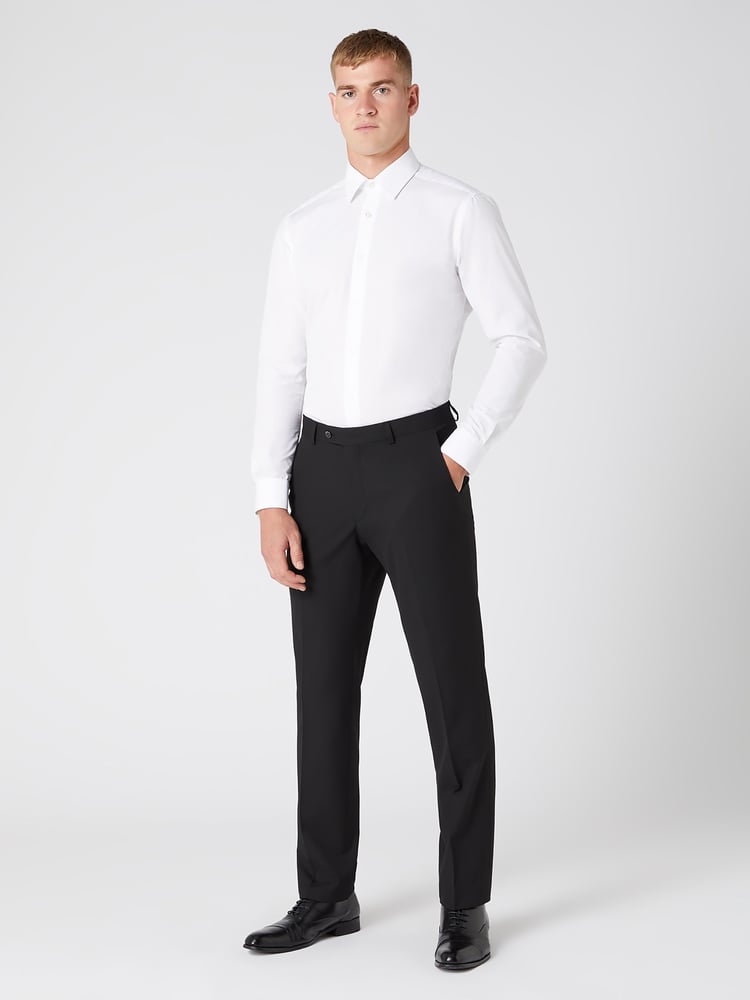 Remus Uomo Black Tapered Leg Stretch Formal Trousers - Image 2 of 7