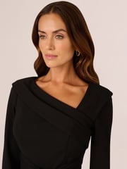 Adrianna Papell Black Knit Crepe Tie Sheath Dress - Image 5 of 7