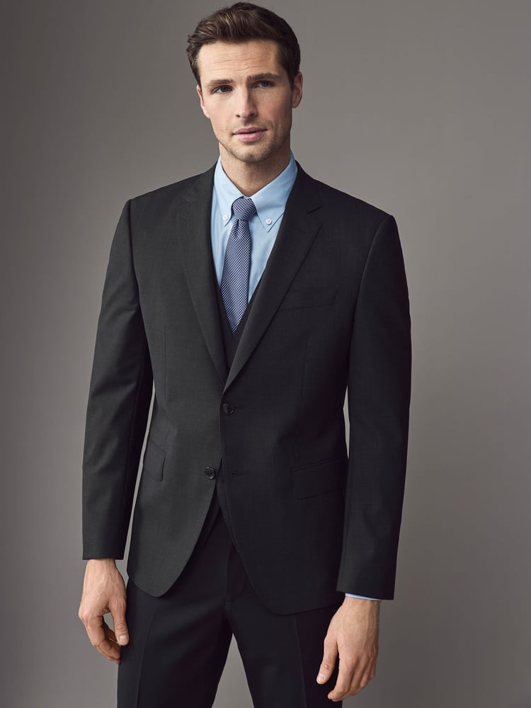 BOSS Grey Slim-Fit Wool Suit Jacket - Image 1 of 4 BOSS Grey Slim-Fit Wool Suit Jacket - Image 1 of 4