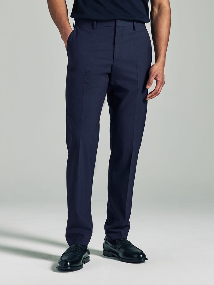 BOSS Blue Navy Regular Fit Wool Trousers - Image 1 of 4