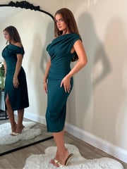 Girl In Mind Green Ariana Asymmetric Midi Dress - Image 4 of 4