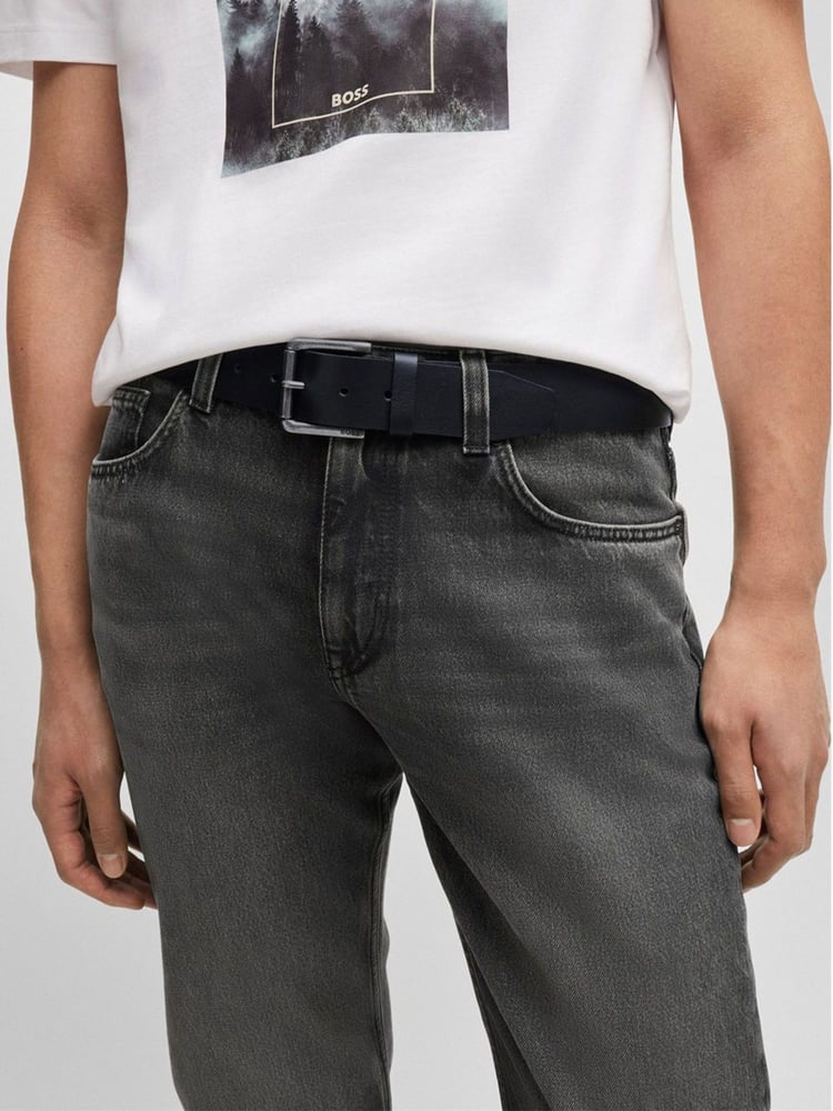 BOSS Black Grey Joris Leather Belt - Image 5 of 5 BOSS Black Grey Joris Leather Belt - Image 5 of 5