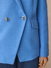 BOSS Blue Tweed Slim Fit Blazer Jacket - Image 4 of 5
