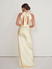 Six Stories Yellow Halter Neck Satin Bridesmaid Dress - Image 2 of 5