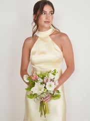 Six Stories Yellow Halter Neck Satin Bridesmaid Dress - Image 3 of 5