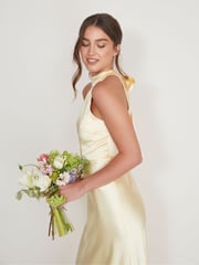 Six Stories Yellow Halter Neck Satin Bridesmaid Dress - Image 4 of 5