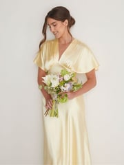 Six Stories Yellow Plunge Batwing Satin Bridesmaid Dress - Image 5 of 5