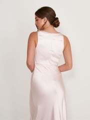 Six Stories Pale Pink Cowl Front Asymmetrical Satin Bridesmaid Dress - Image 2 of 5