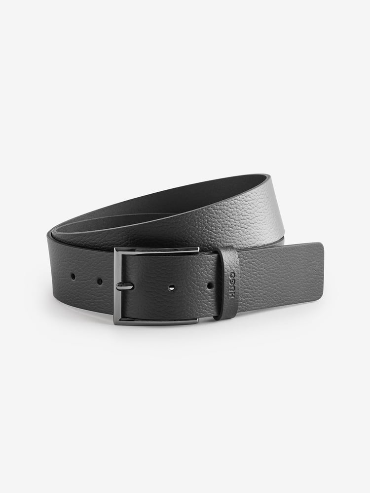 HUGO Black Grained Leather Belt - Image 1 of 1 HUGO Black Grained Leather Belt - Image 1 of 1