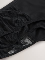 Black High Waisted Thong Modal & Lace Knickers 3 Pack - Image 6 of 6