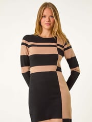 Roman Brown Colourblock Knit Dress - Image 2 of 5