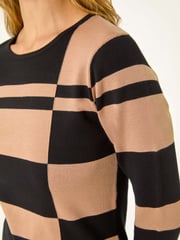 Roman Brown Colourblock Knit Dress - Image 5 of 5