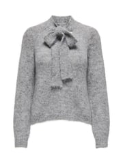 JDY Grey High Neck Bow Knitted Jumper - Image 6 of 7