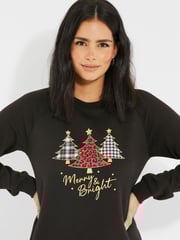 Threadbare Black Christmas Longline Sweatshirt - Image 3 of 5