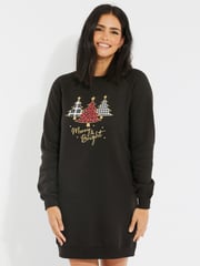 Threadbare Black Christmas Longline Sweatshirt - Image 4 of 5