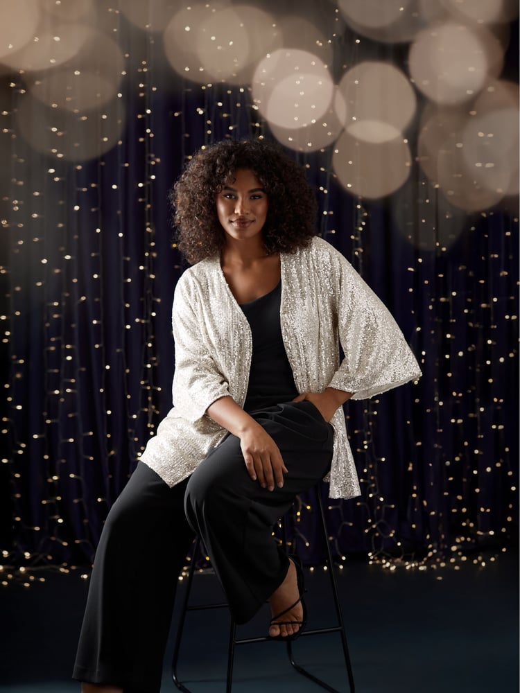 Evans Gold Sequin Kimono - Image 1 of 5
