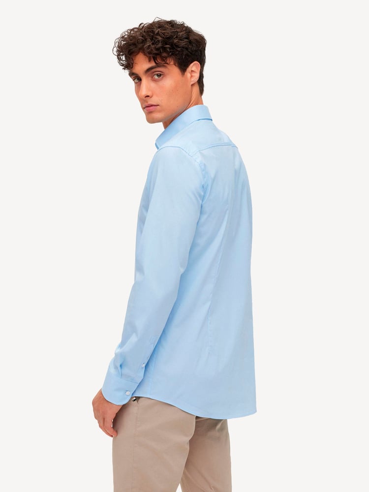 BOSS Blue Slim Fit Stretch Poplin Shirt - Image 2 of 6