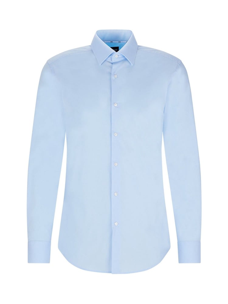 BOSS Blue Slim Fit Stretch Poplin Shirt - Image 6 of 6