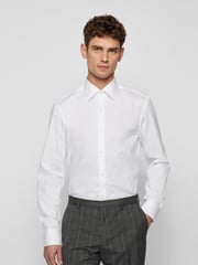 BOSS White Slim Fit Stretch Poplin Shirt - Image 1 of 6