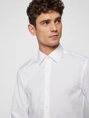 BOSS White Slim Fit Stretch Poplin Shirt - Image 4 of 6
