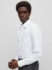 BOSS White Slim Fit Stretch Poplin Shirt - Image 5 of 6