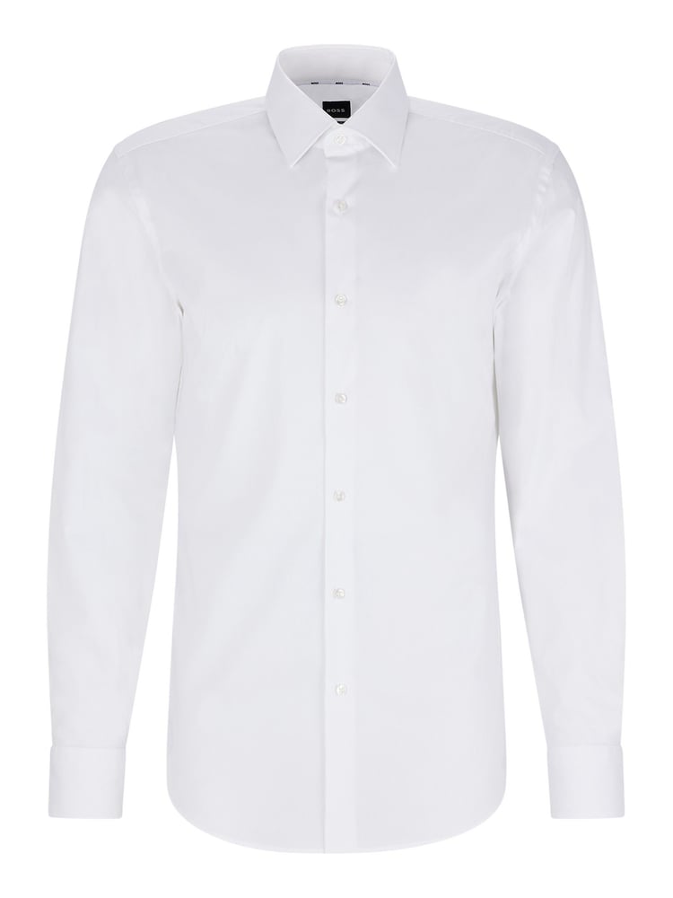 BOSS White Slim Fit Stretch Poplin Shirt - Image 6 of 6