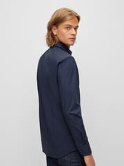 BOSS Light Blue Slim Fit Stretch Poplin Shirt - Image 2 of 6