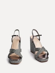 Linzi Silver Nikki Cross-Over Front Strap Wedges - Image 3 of 5